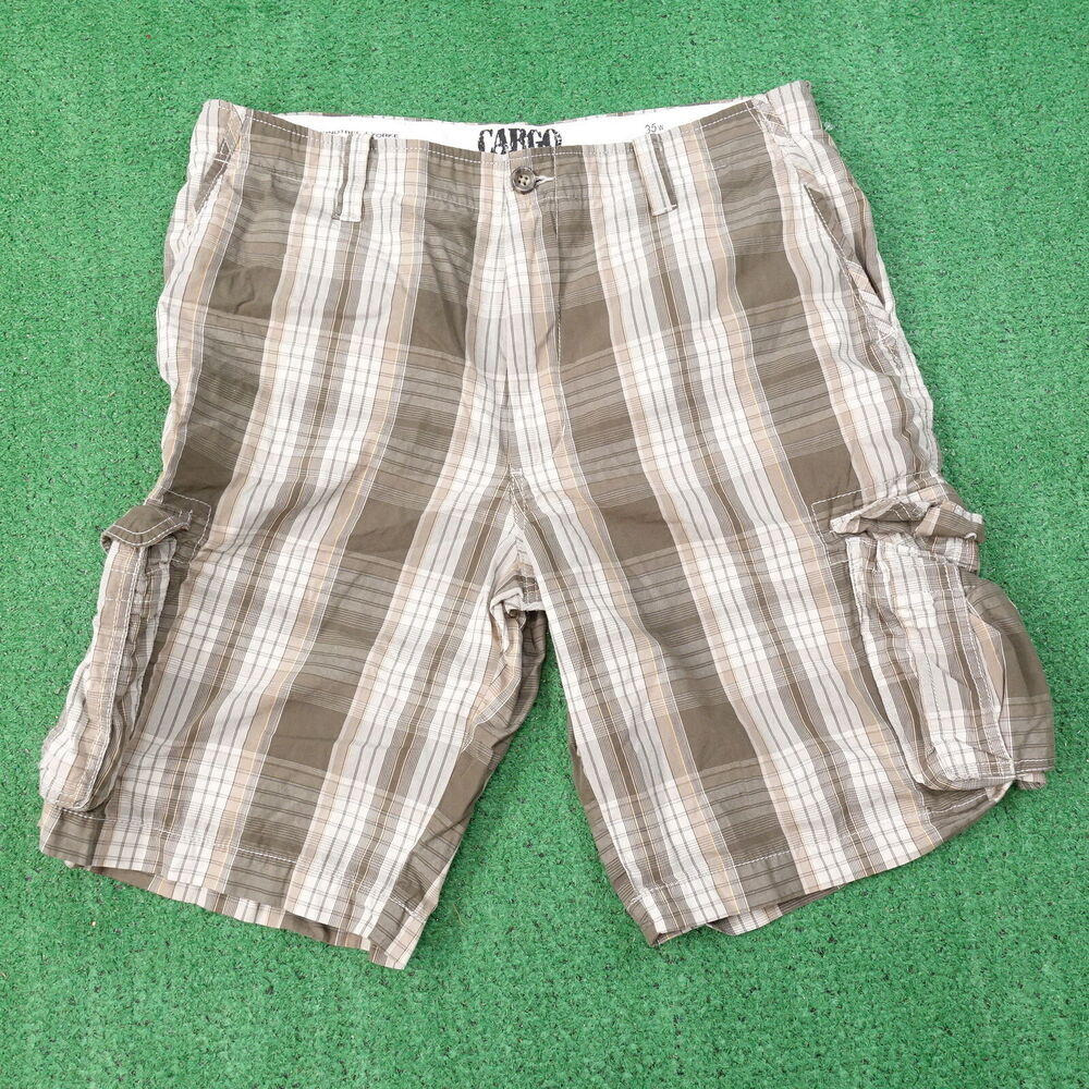 ROUNDTREE & YORKE CARGO PLAID SHORTS MENS SIZE‎ 35
